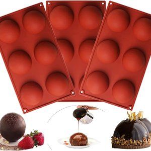 3 pack Silicon Dome shape molds jelly mousse hot choc bomb Brand new